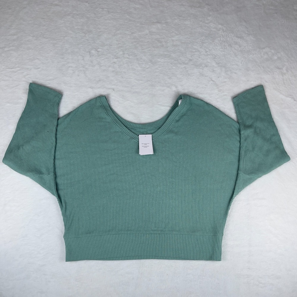 Auden Sweater Women's XS Green Cozy Ribbed Casual Long Sleeve V Neck‎ Pullover